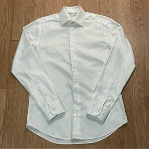 Suitsupply Men’s 14.5/37 White Long Sleeve Button Up Shirt Traveller Slim Fit